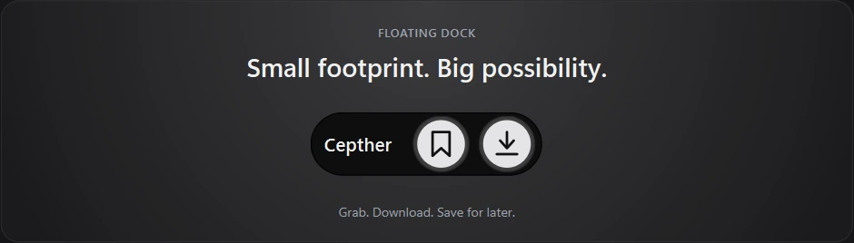 The floating dock with its Save and Download buttons on the preview stage in Dock settings