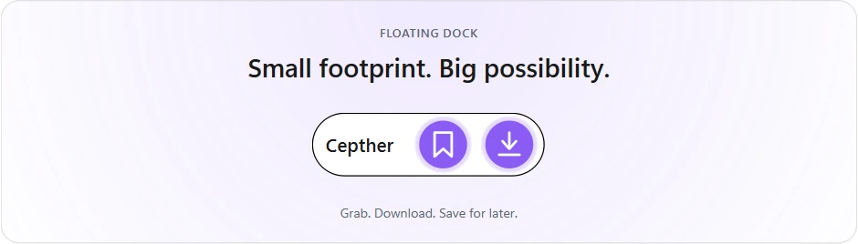 The floating dock with its Save and Download buttons on the preview stage in Dock settings